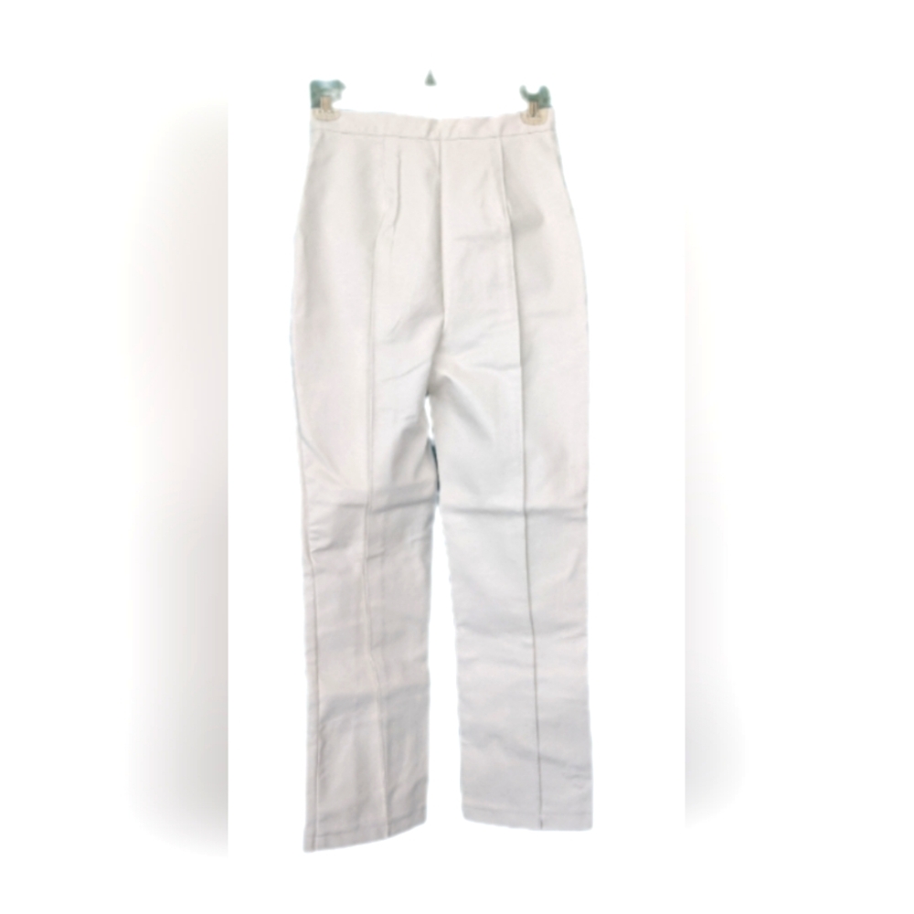 Princess Polly High Waisted White Encore Vegan Leather Y2K Casual Pant Sz 2